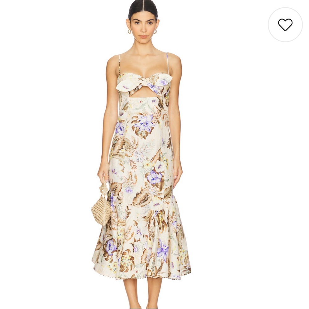 Zimmermann Strapless Floral Dress - Cream and Purple